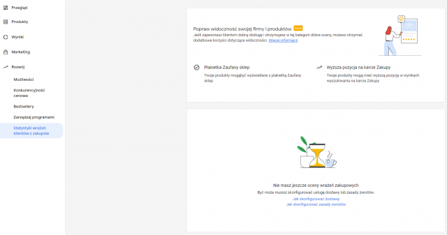 Nowa sekcja w Merchant Center - Statystyki wrażeń klientów z zakupów