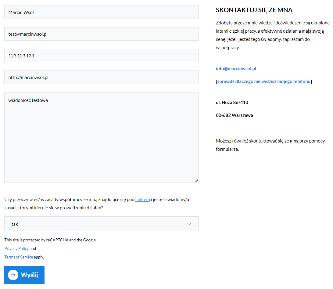 Przesyłanie parametru GCLID za pomocą formularza kontaktowego