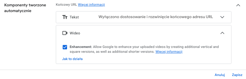 Komponenty tworzone automatycznie - Ulepszenie video